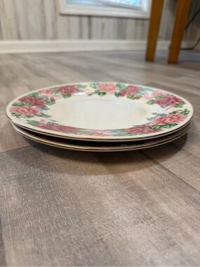 Tabletops Unlimited Rose Garden Dinner Plates Set of 2 Pink Floral Porcelain 11”